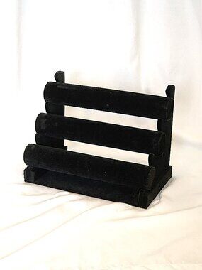 Black velvet triple bracelet display stand